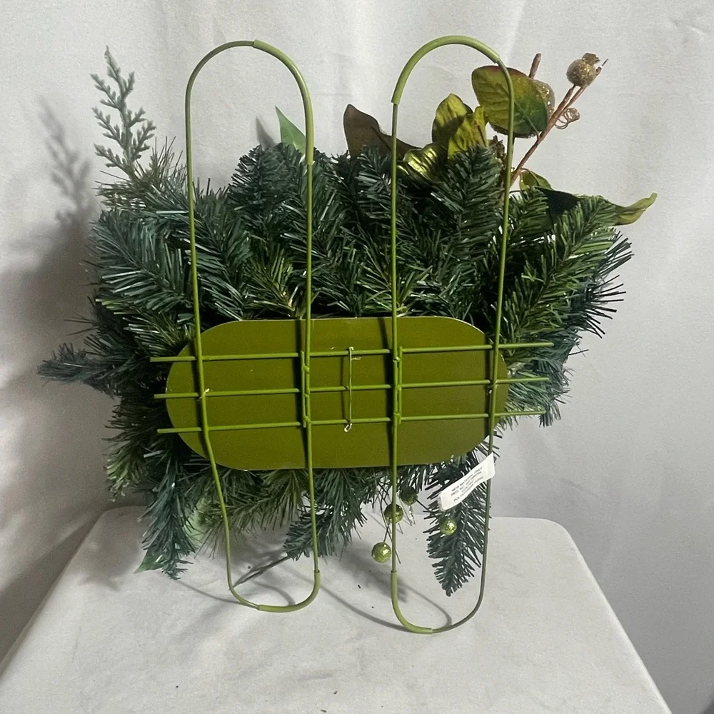 Christmas Wall Swag Poinsettia Red & Green Glitter Picks Holiday Décor